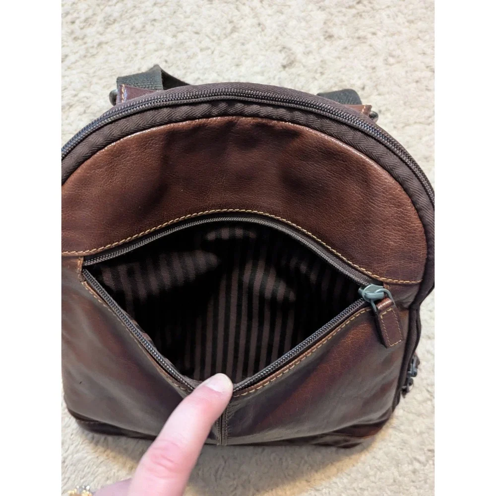 Jack Georges Voyager Convertible Backpack Crossbody Bag Brown Leather 12